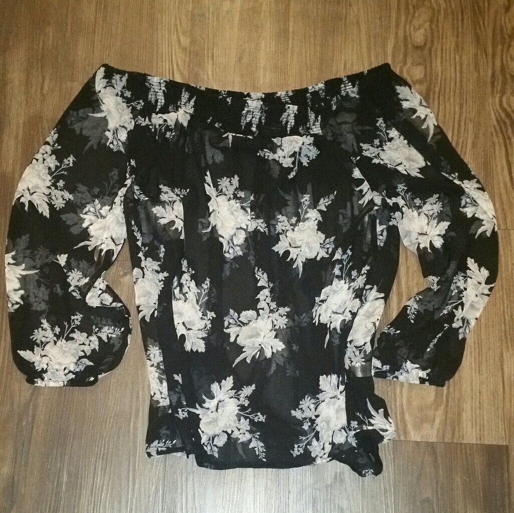 Off the shoulder floral shirt